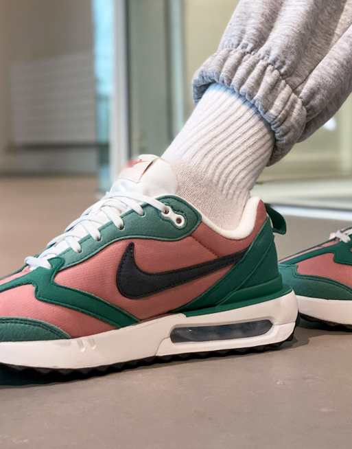 Nike Air Max Dawn NN trainers in rust pink and jade green