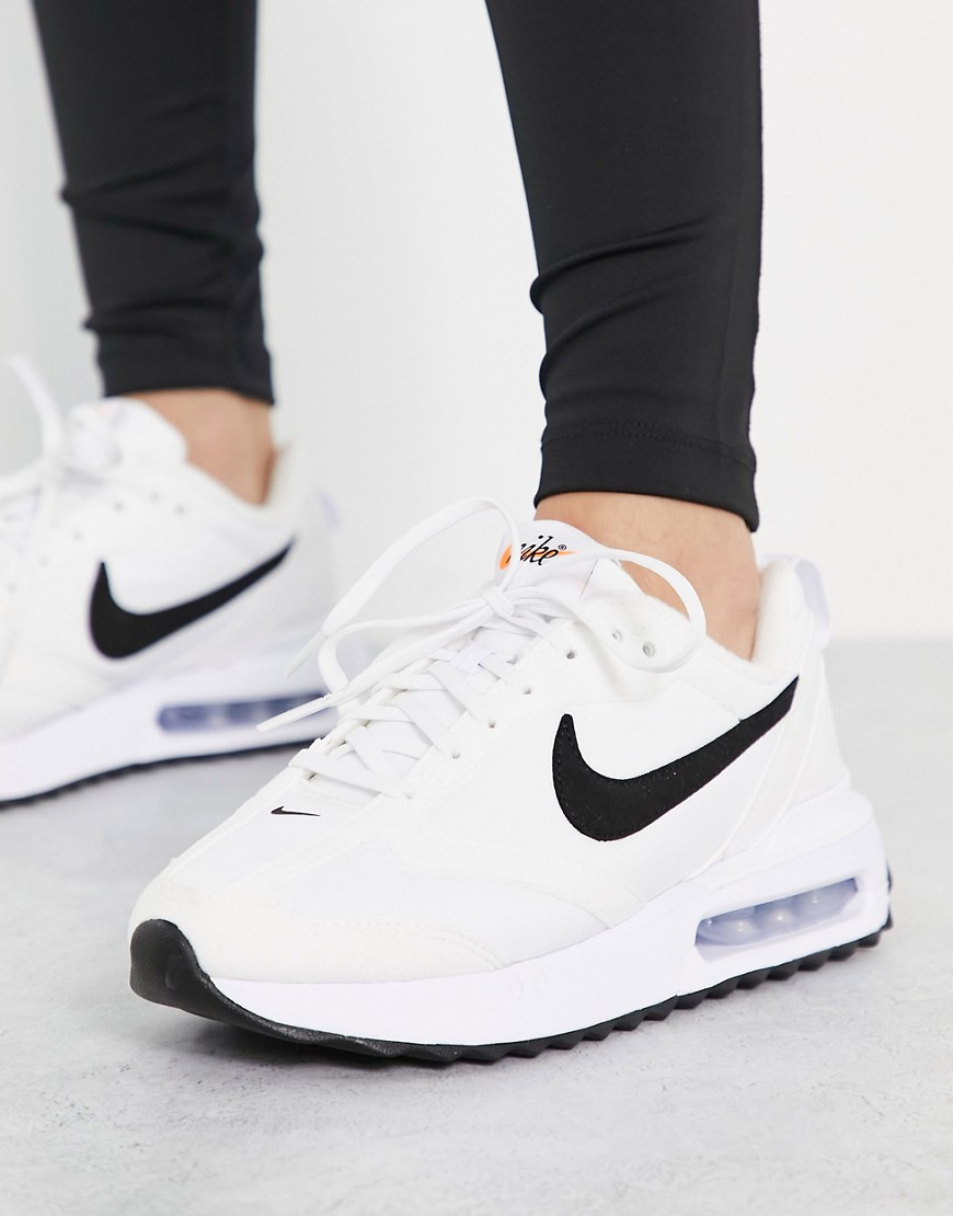 Nike Air Max Dawn trainers in white and black