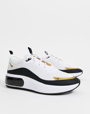 nike white black and gold air max dia sneakers