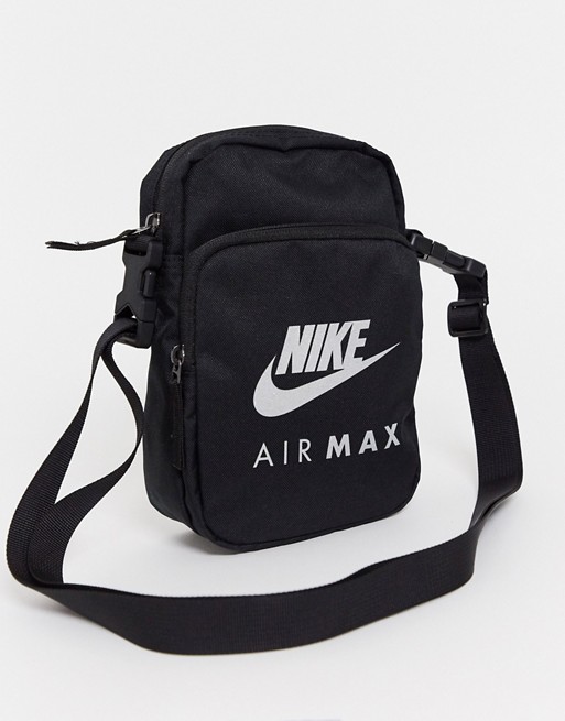 Nike Air Max flight bag with shimmery logo in black