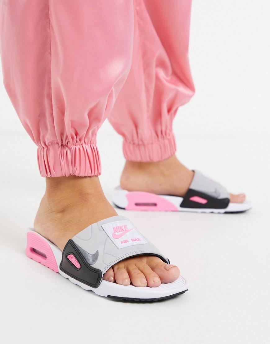 Nike – Air Max – Grå och rosa tofflor
