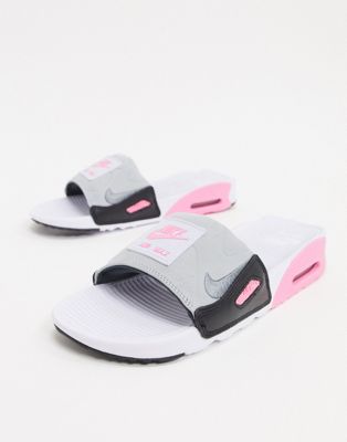 Nike Air Max gray and pink Sliders | ASOS