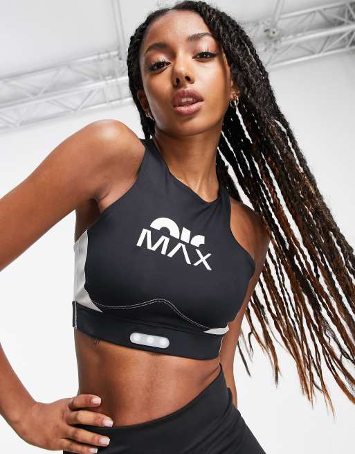 Nike Air Max Motif medium support sports bra in black