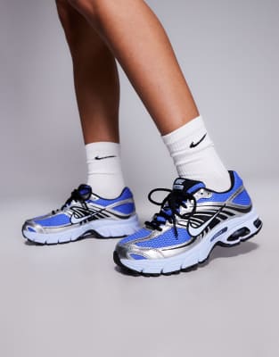 Nike - Air Max Moto 2K - Sneaker in Blau und Metallic-Silber