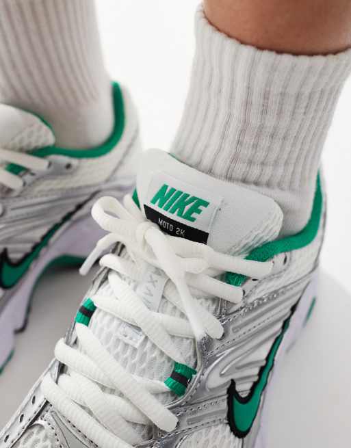 Nike Air Max Moto 2K sneakers in white and green