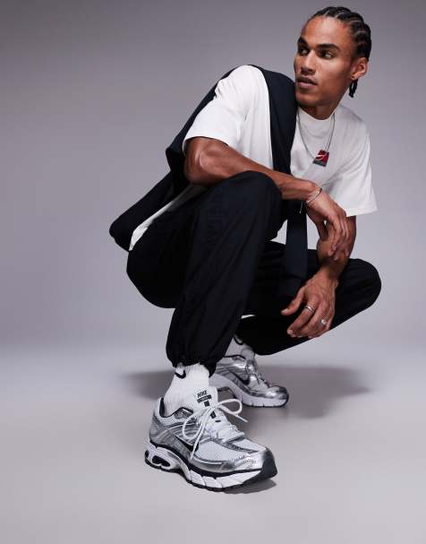 Nike Air Max Moto 2K trainers in silver and light blue - view 1