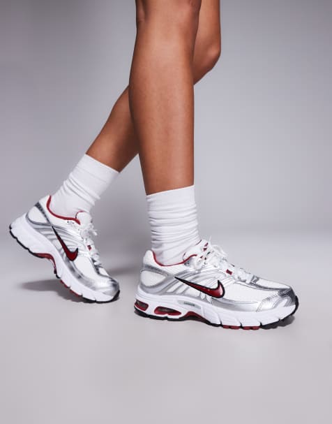 Nike Air Max Moto 2K trainers in white and red - view 1