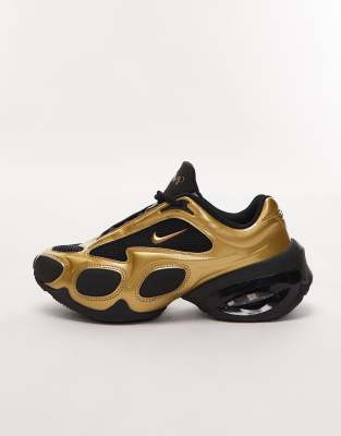 Nike Air Max Muse Mesh-trimmed Metallic Sneakers In Gold