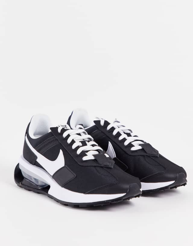 Nike Air Max Pre-Day sneakers in black white and metallic silver