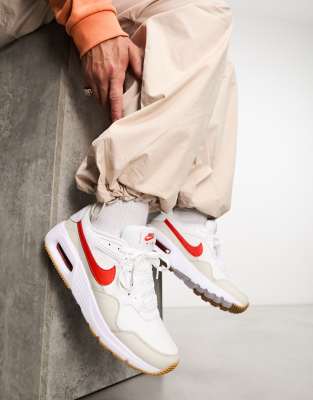 Nike Air Max Sc Sneakers In White And Red In White