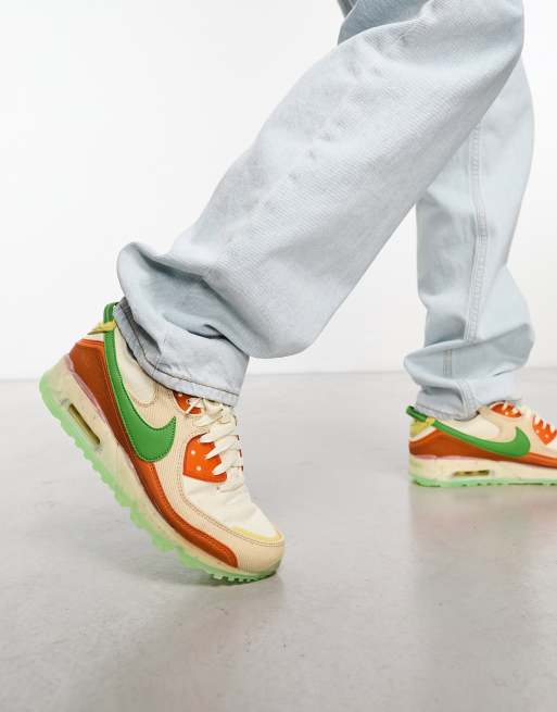 Nike Air Max – Terrascape 90 – Buty sportowe w kolorze złamanej bieli, pomarańczowym i zielonym