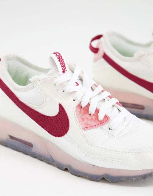 Nike Air Max Terrascape 90 trainers in off white and burgundy