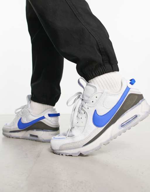 Blue and clearance white nike trainers