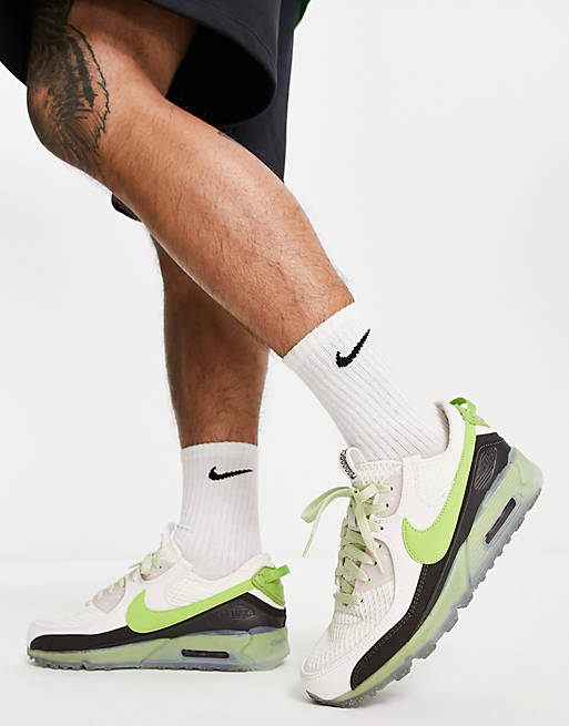 Nike Air Max Terrascape 90 trainers in white and lime green | ASOS