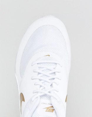 nike white & gold air max thea trainers