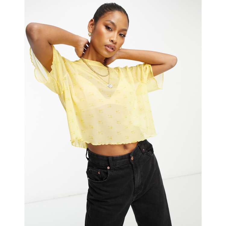 Nike Air print crop top in yellow | ASOS