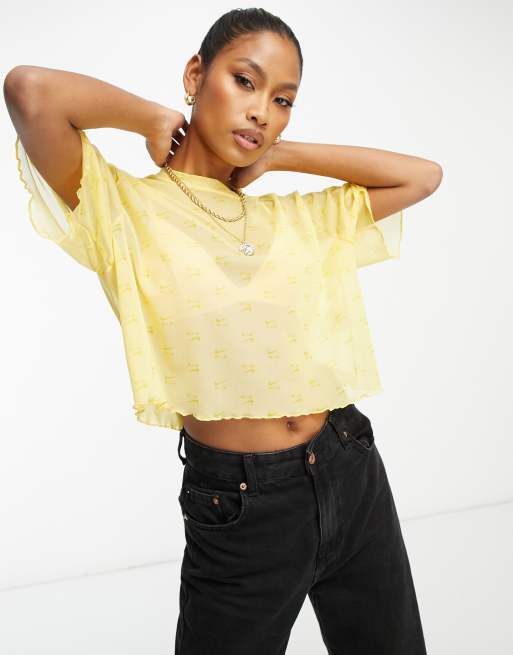 Yellow nike store crop top