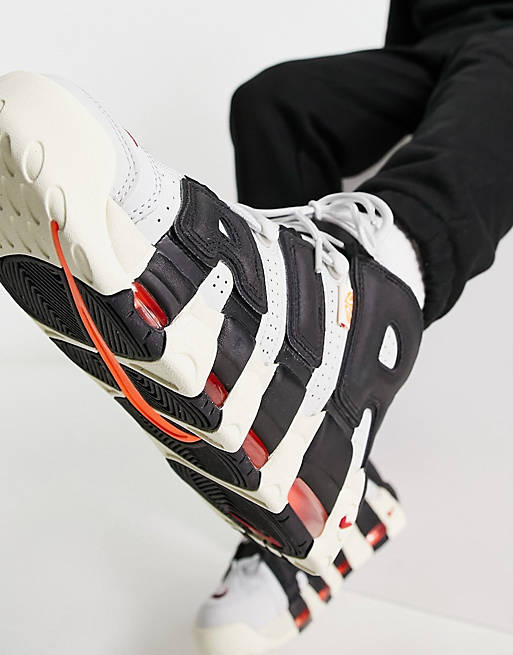 Nike Air More Uptempo 96 EMB trainers in photon dust and university red