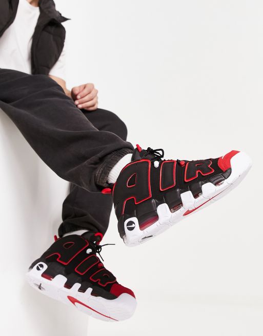 Nike Air More Uptempo 96 Sneaker in Schwarz und Rot ASOS