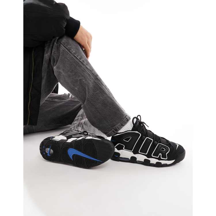 Nike Air More Uptempo 96 sneakers in black and blue ASOS