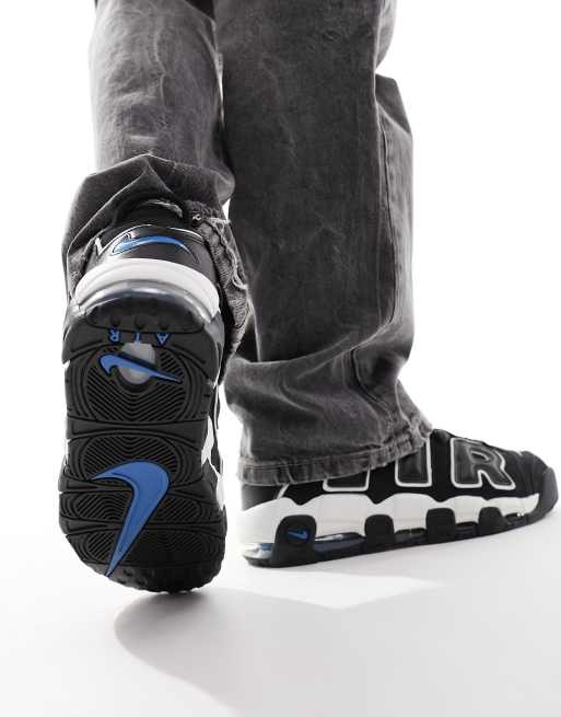 Nike Air More Uptempo 96 sneakers in black and blue ASOS