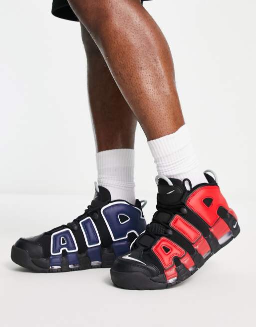 Nike Air - More Uptempo '96 - Sneakers nere, rosse e blu navy