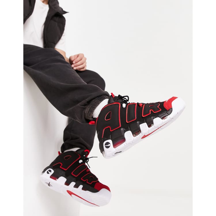 Nike Air More Uptempo 96 trainers in black and red ASOS