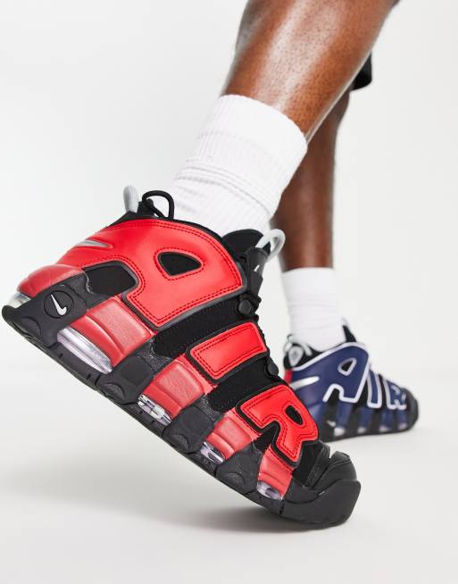 Nike uptempo shop black and red