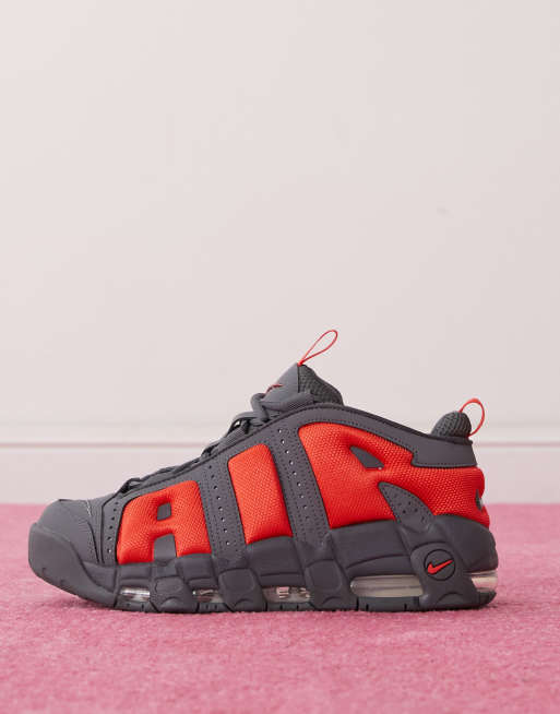 Nike Air More Uptempo Low sneakers in gray and red ASOS