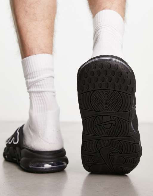 Nike Air More Uptempo slides in black | ASOS