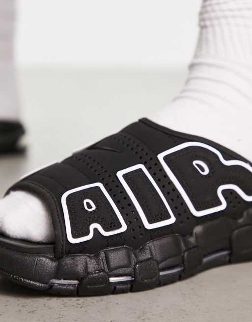 Nike Air More Uptempo slides in black