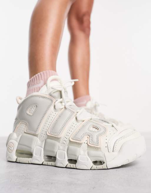 Nike uptempo all white on clearance feet