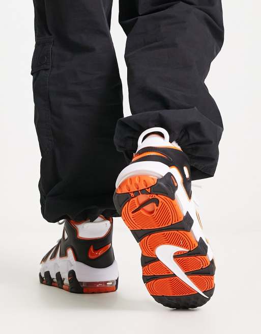 Nike uptempo orange and on sale black