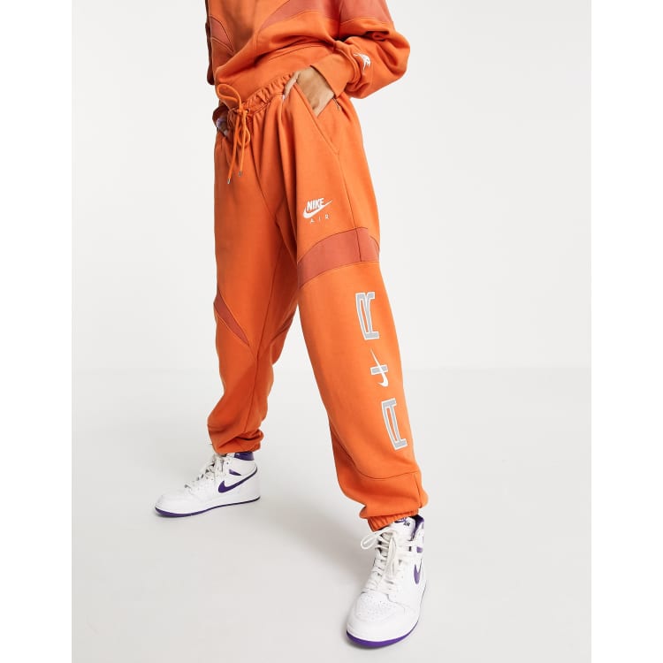 Orange Nike Air Women's Mid Rise Fleece Joggers - Get The Label