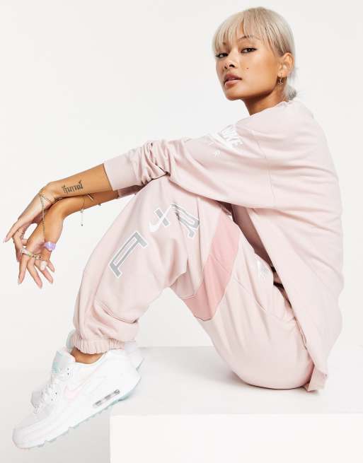 Nike Trend Fleece oversized cuffed sweatpants in pink, ASOS