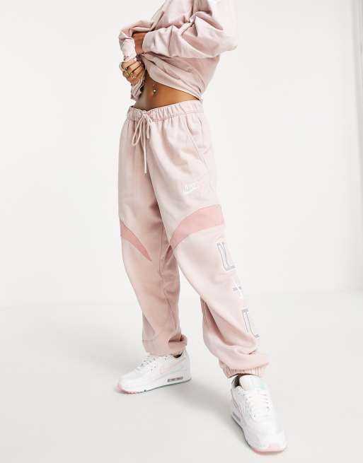 Nike Trend Fleece oversized cuffed sweatpants in pink, ASOS