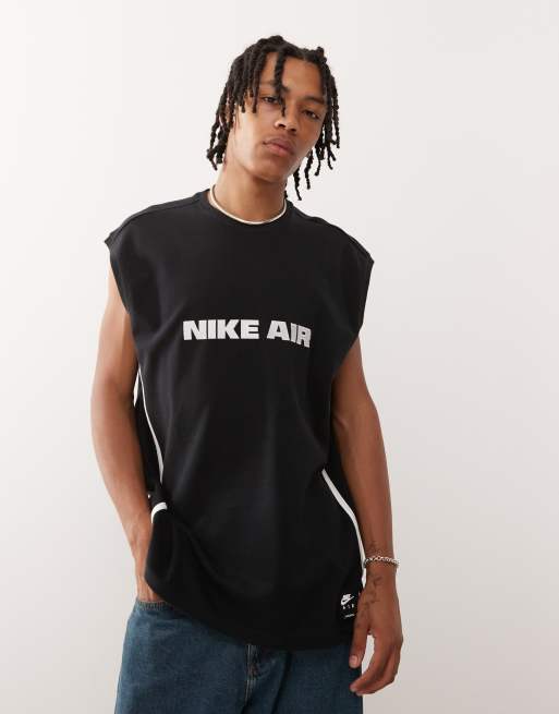 Nike Air oversized short sleeve jersey top in black