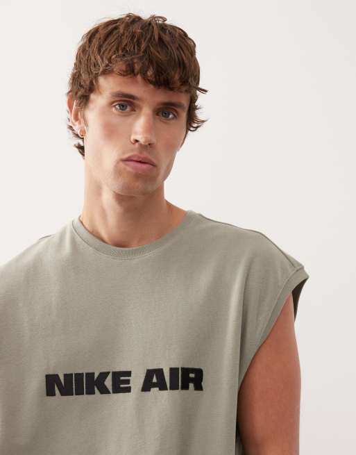 Nike Air oversized sleeveless jersey top in green, 5 of 5