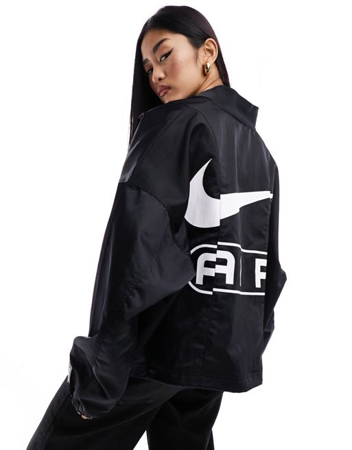 Nike Air oversized woven bomber jacket in black