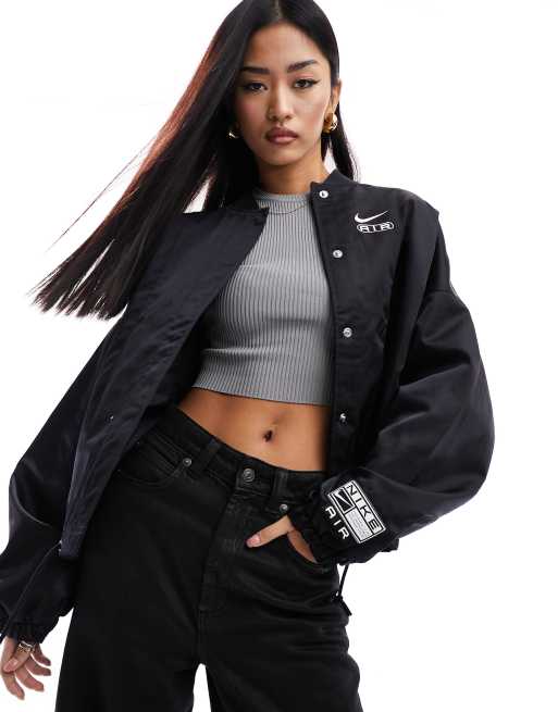 Nike Longline Bomber Jacket In Black for Women