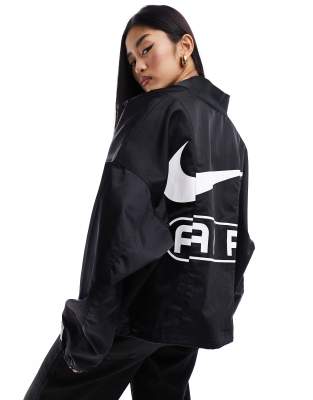 Nike Air Oversized Woven Bomber Jacket In Black