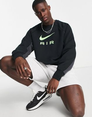 Nike air pack french terry sweat in black and green