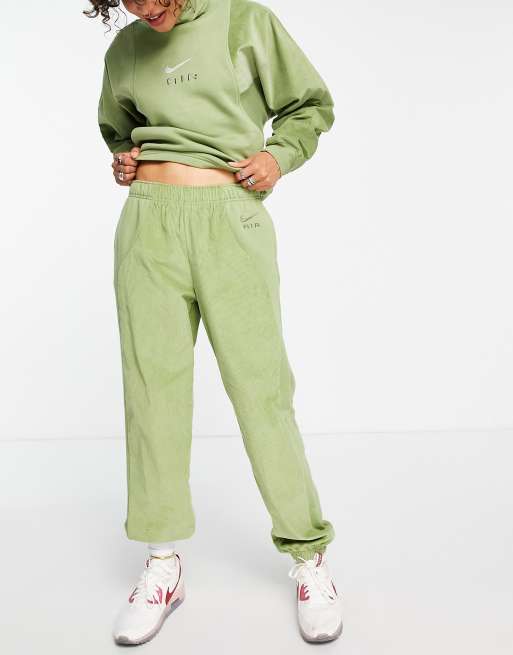 Jogging Velours Femme Taille Haute Vert