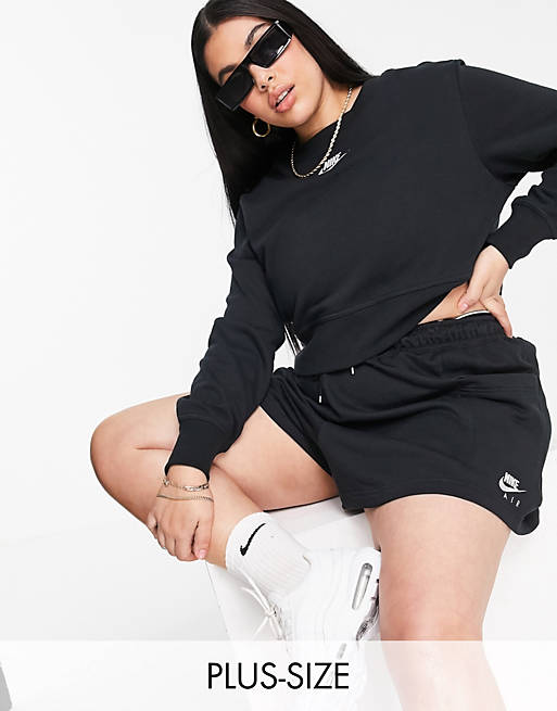 Nike Air Plus cropped fleece sweatshirt in black