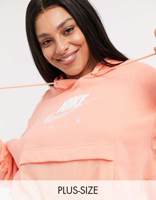 Nike - Air Plus - Fleece hoodie zonder sluiting in perzikkleur
