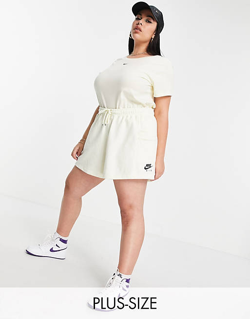 Nike Air Plus high rise fleece shorts in off white