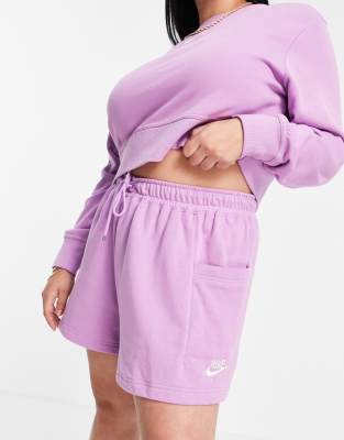 purple fleece shorts