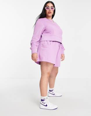 purple nike fleece shorts