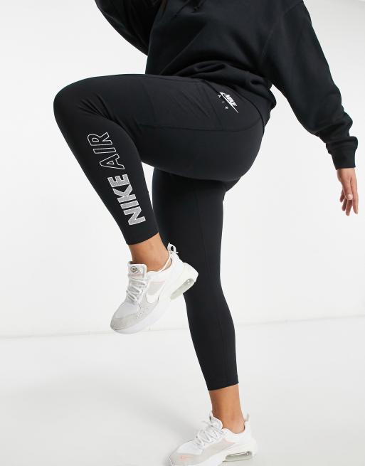 Air Plus high rise leggings in black with calf logo