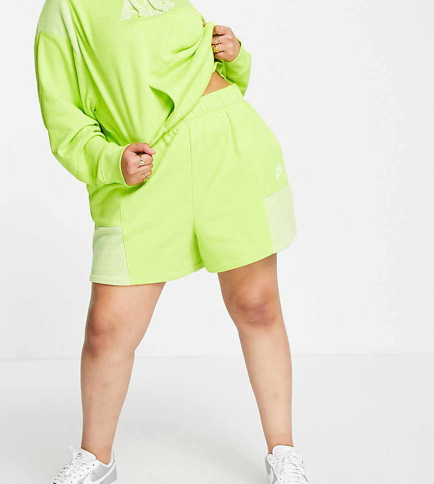 Nike Air Plus high waisted shorts in atomic green